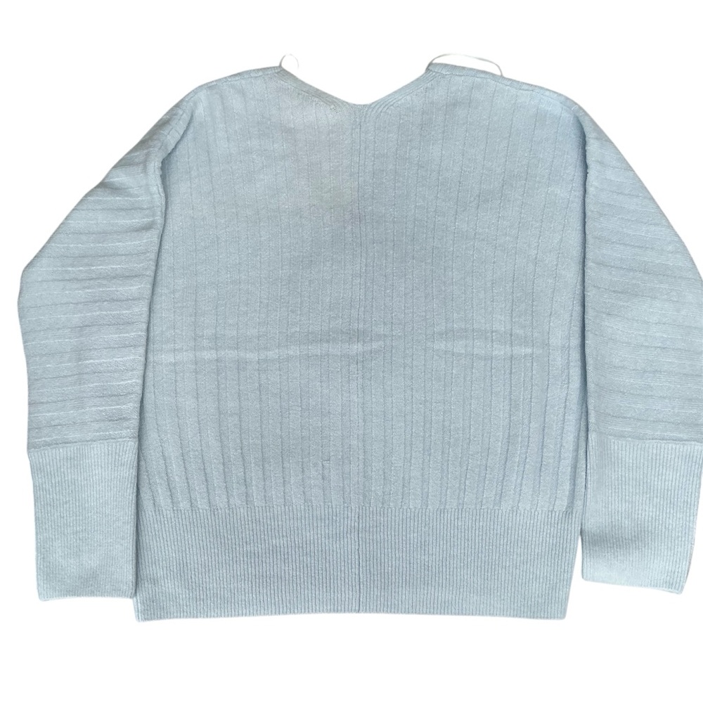 Vince Camuto Women’s Light Blue Ribbed V-Neck Sweater – Size Large - Picture 6 of 13